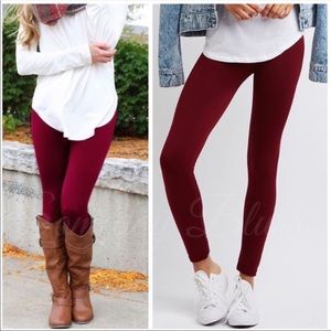 Soft⛅️Warm Rasberry fleece-lined leggings OSFM!
